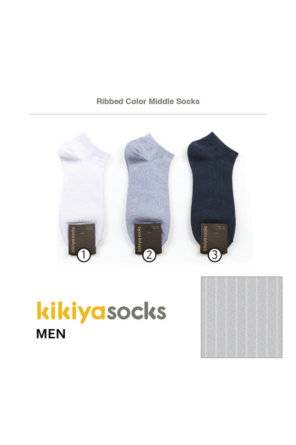KIKIYA KOREAN SOCK MEN Ribbed Color middle socks